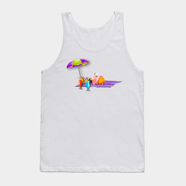 Pig on a Beach Blanket Tank Top by TNMGRAPHICS